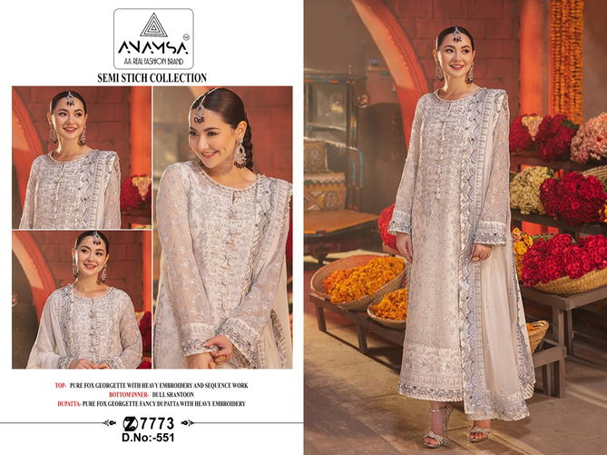 Anamsa 551 Faux Georgette Pakistani Suit Wholesale Shop In Surat